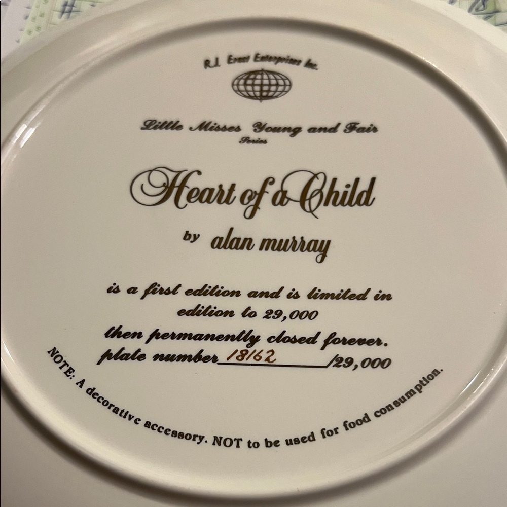 #0550+ Decorative Plate W/ Little Misses Young & Fair. In Pink Dress & Gold Trim - Picture 3 of 7